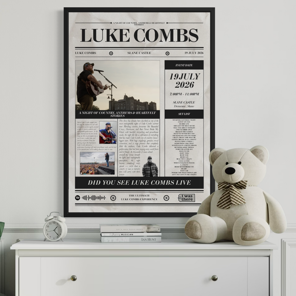 Luke Combs - Personalised Newspaper Style Concert Poster