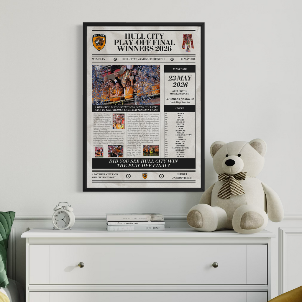 Hull City Play Off Winners 2026 - Newspaper Style Poster