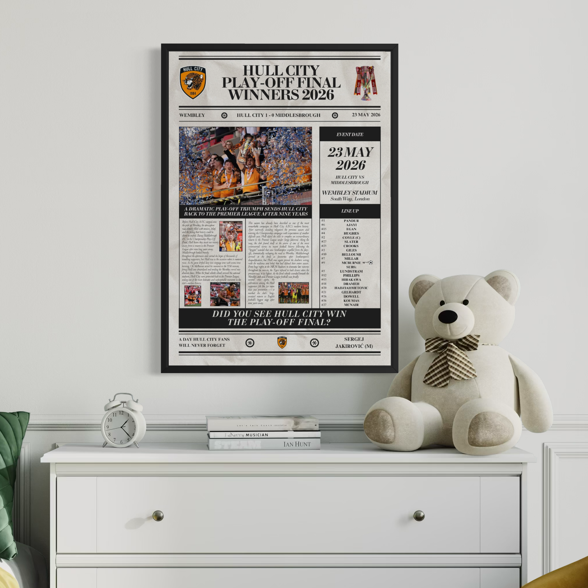 Hull City Play Off Winners 2026 - Newspaper Style Poster