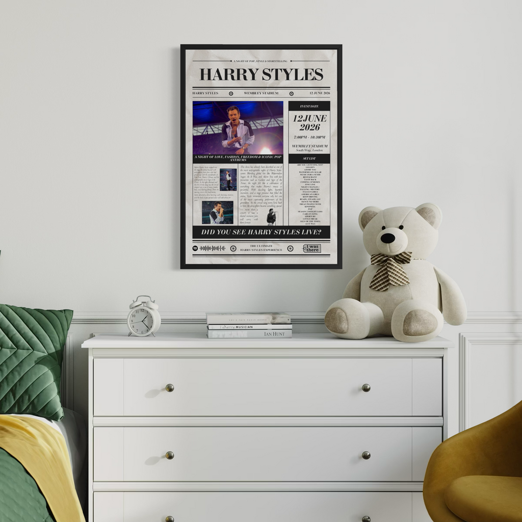 Harry Styles - Personalisiertes Konzertplakat im Zeitungsstil