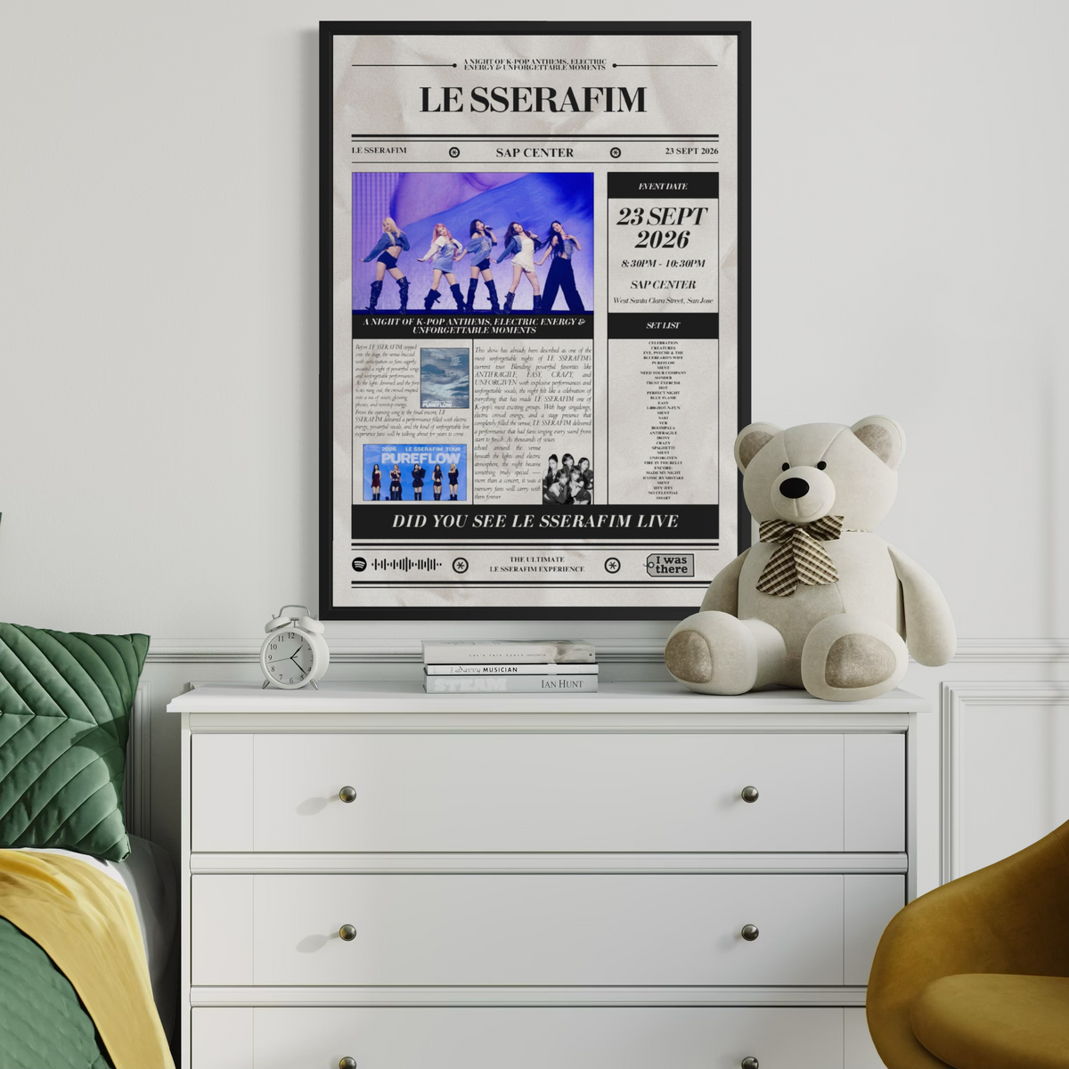 LE SSERAFIM - Personalised Newspaper Style Concert Poster (USA Tour)