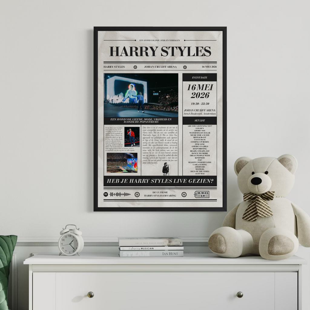 Harry Styles - Personalised Newspaper Style Concert Poster (Dutch)