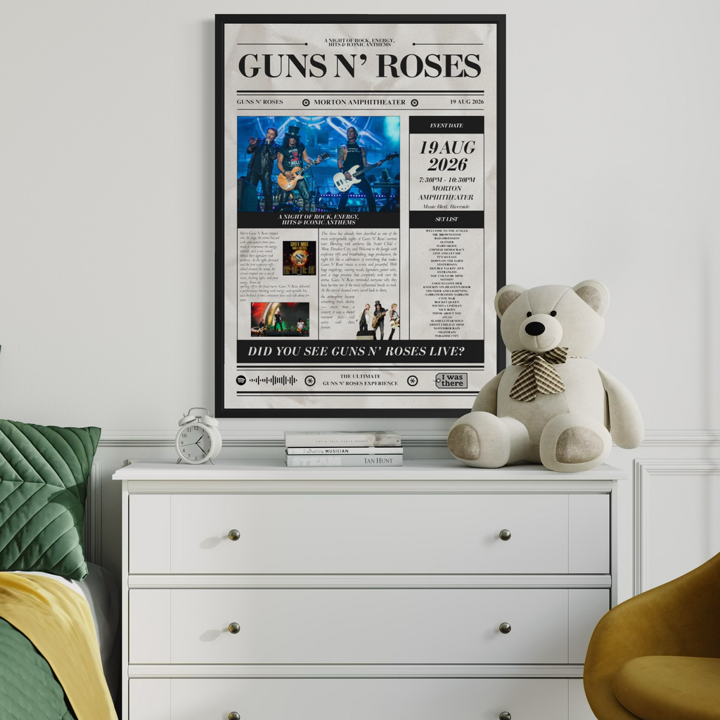 Guns N'Roses - Personalised Newspaper Style Concert Poster (USA Tour)