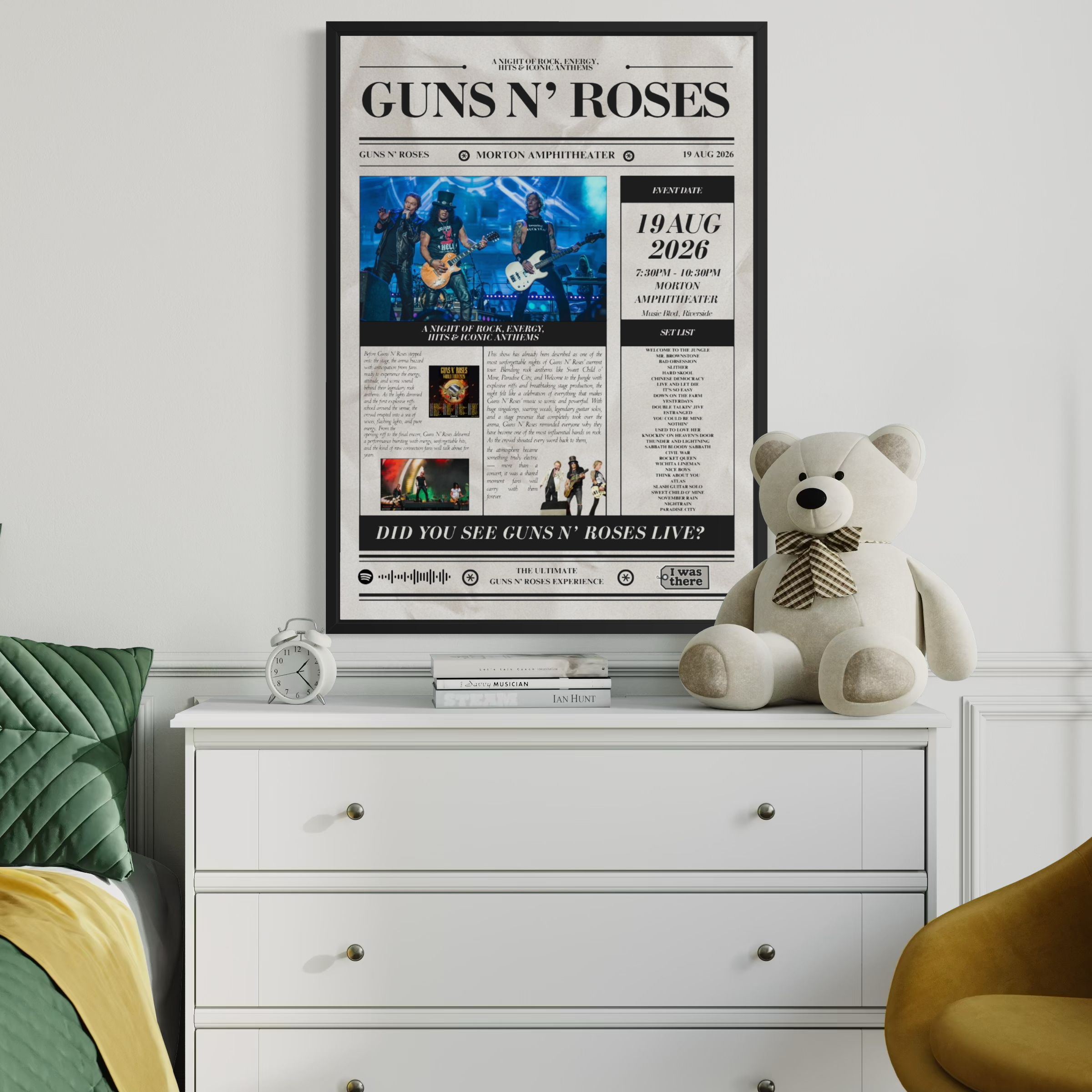 Guns N'Roses - Personalised Newspaper Style Concert Poster (USA Tour)