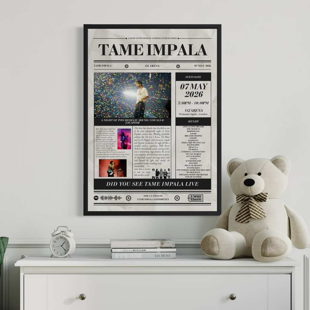 Tame Impala - Personalised Newspaper Style Concert Poster
