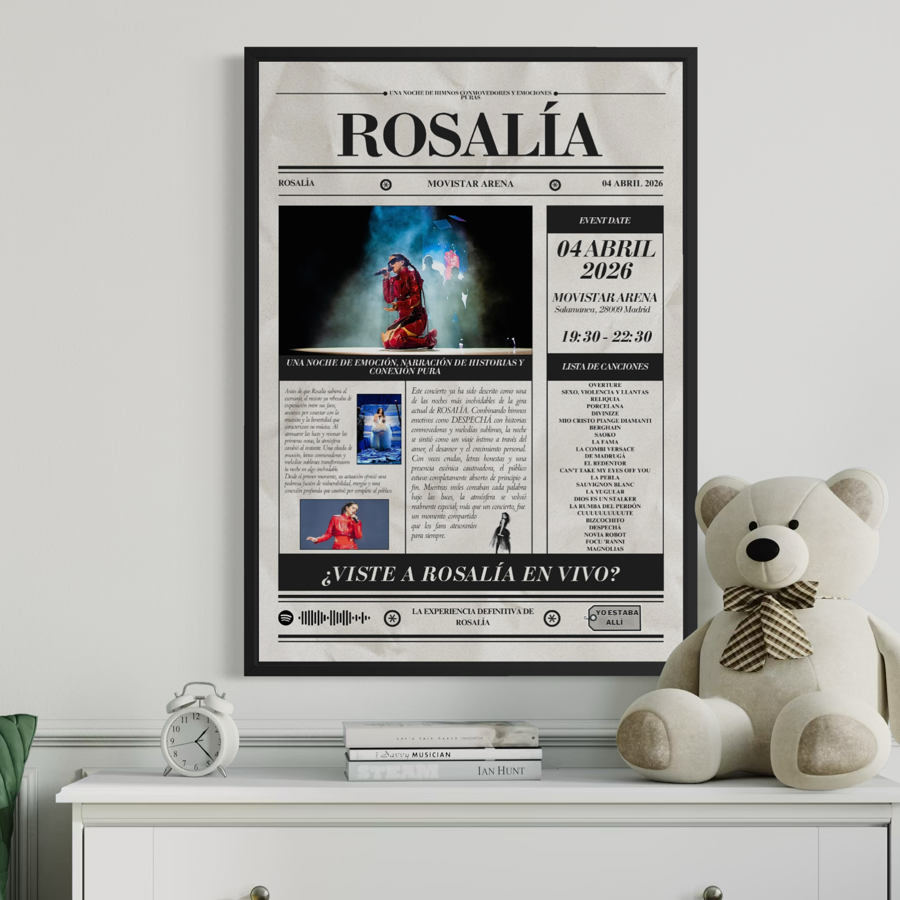 ROSALÍA - Personalised Newspaper Style Concert Poster (Spanish Dates)