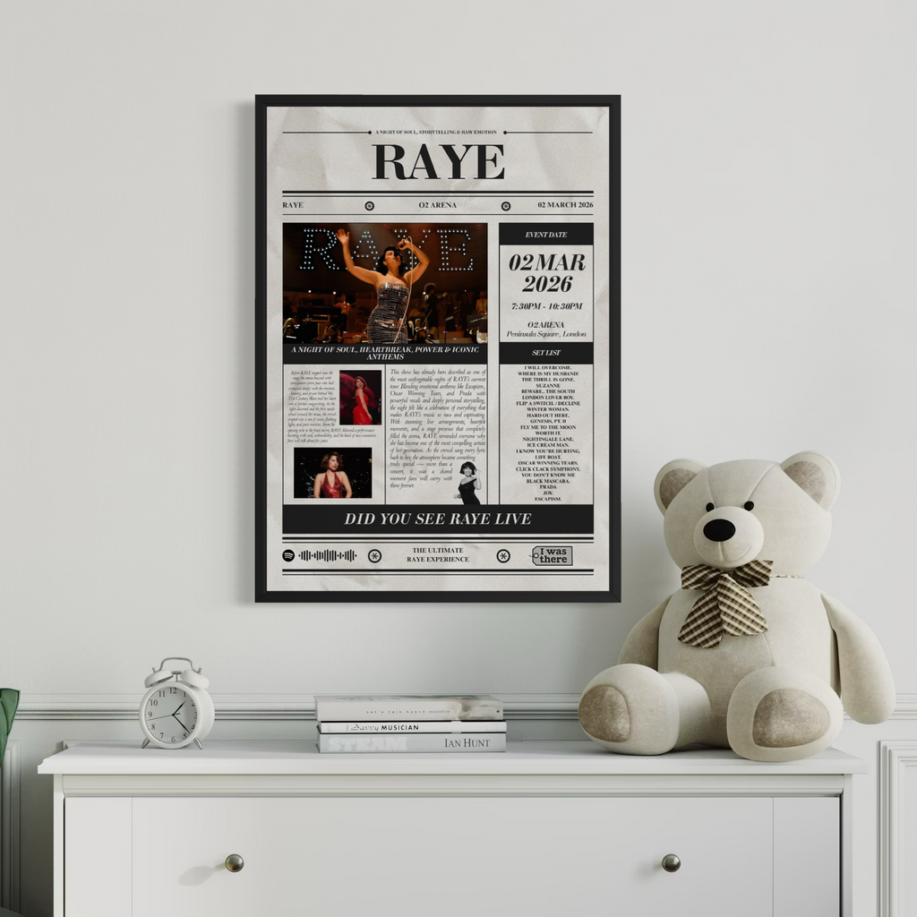 RAYE - Personalised Newspaper Style Concert Poster