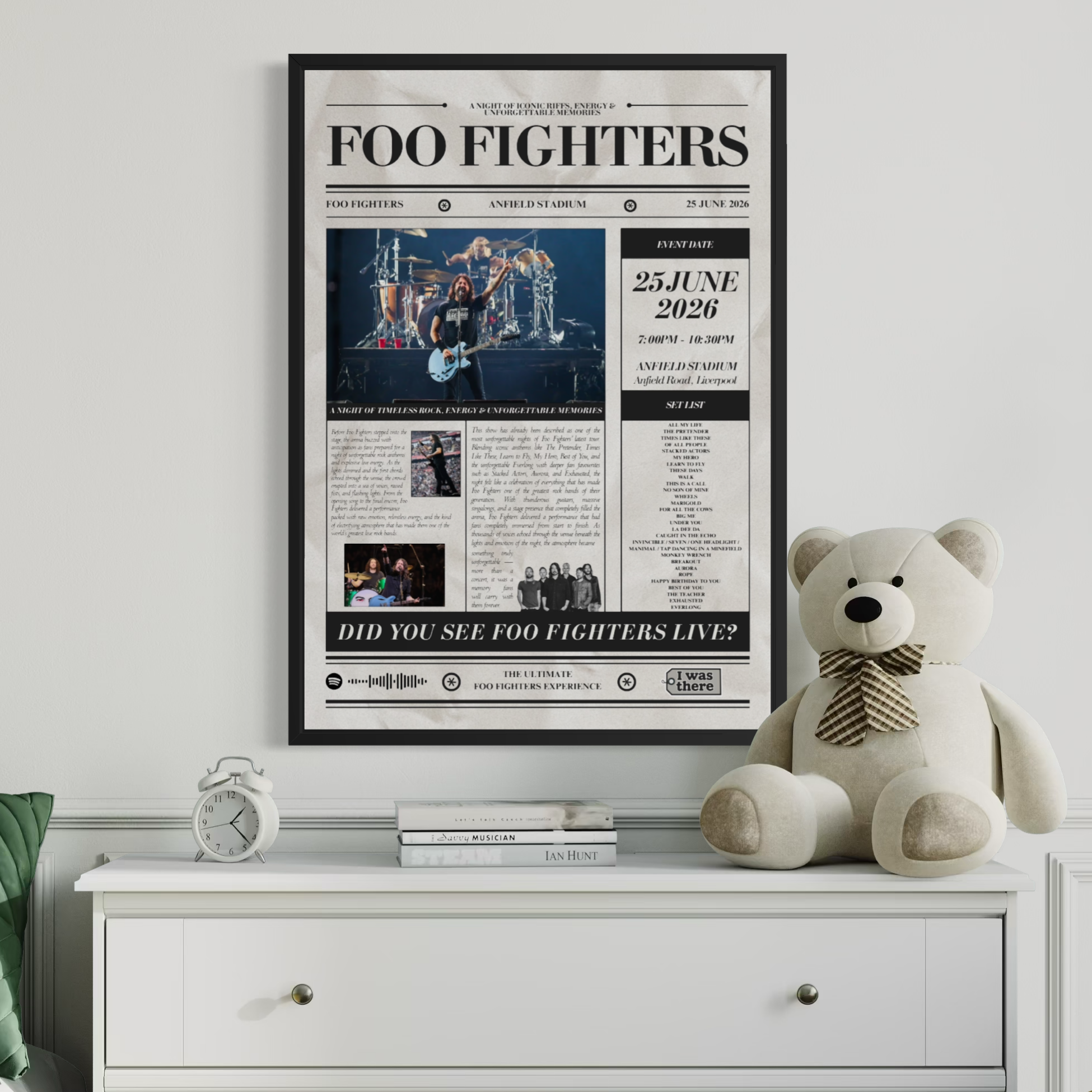 Foo Fighters - Personalised Newspaper Style Concert Posters