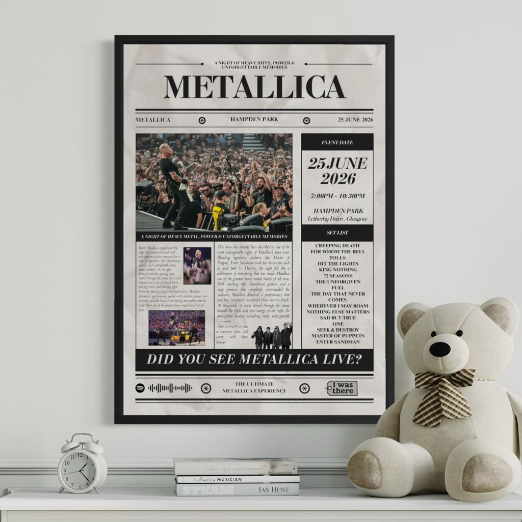 Metallica - Personalised Newspaper Style Concert Poster