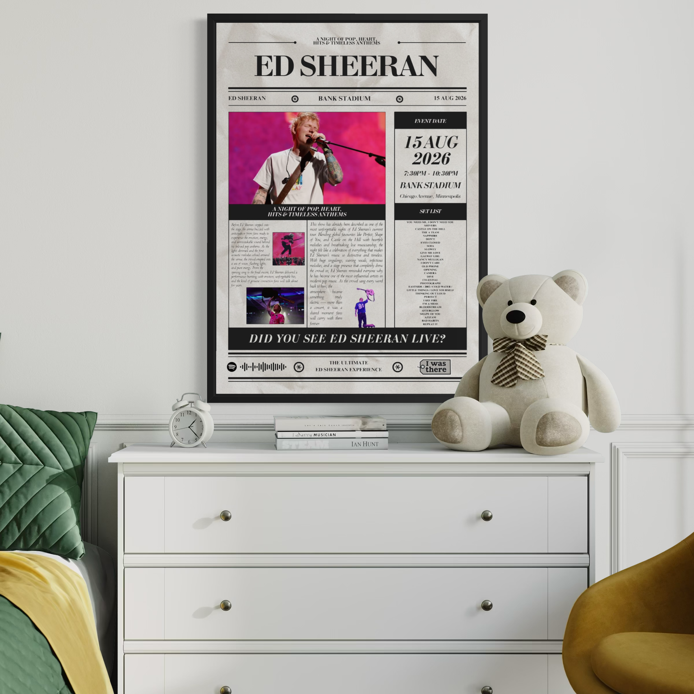 Ed Sheeran - Personalised Newspaper Style Concert Poster (USA Tour)