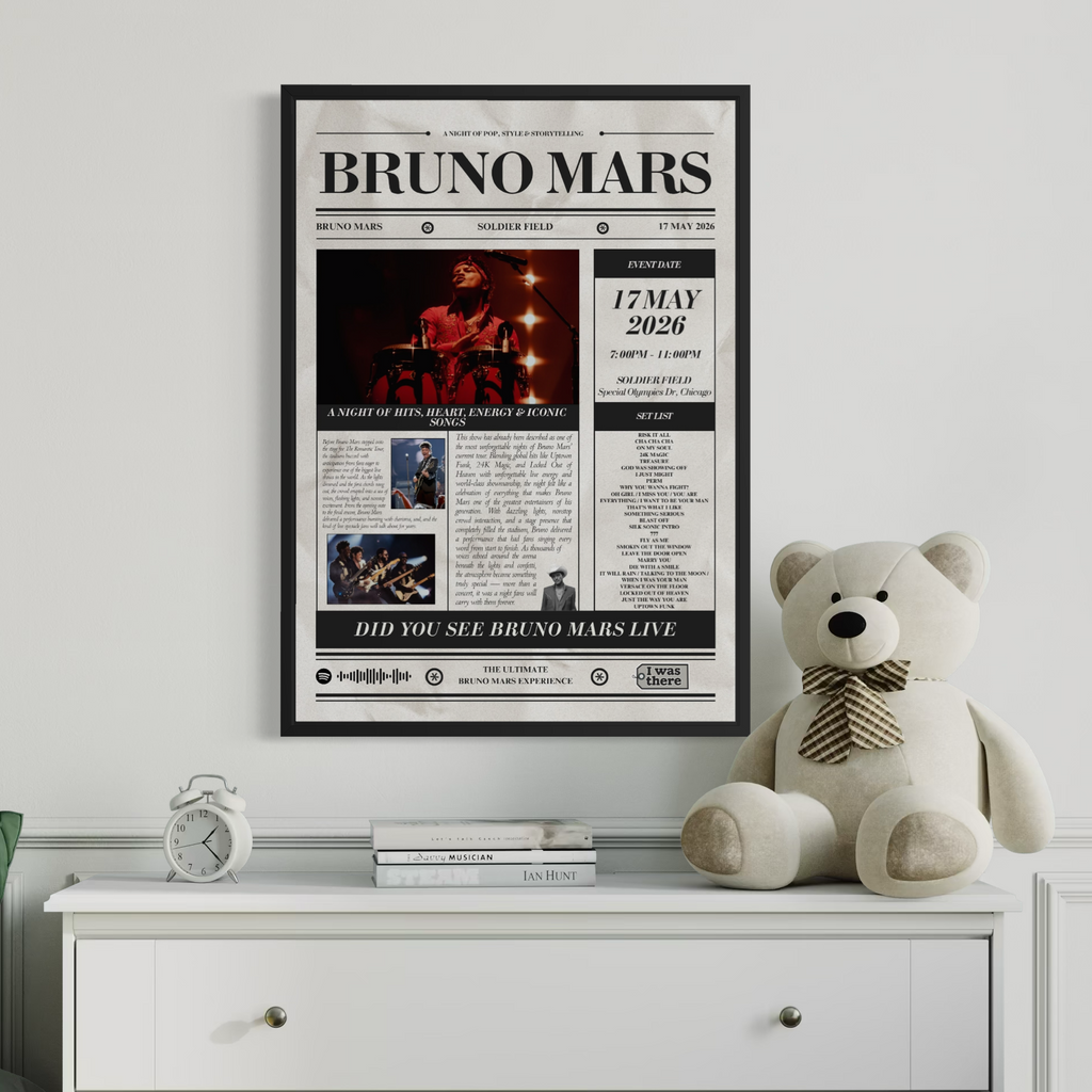 Bruno Mars - Personalised Newspaper Style Concert Poster (USA Tour)