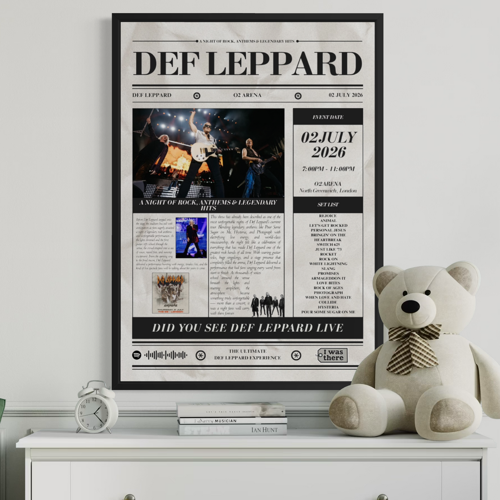 Def Leppard - Personalised Newspaper Style Concert Poster