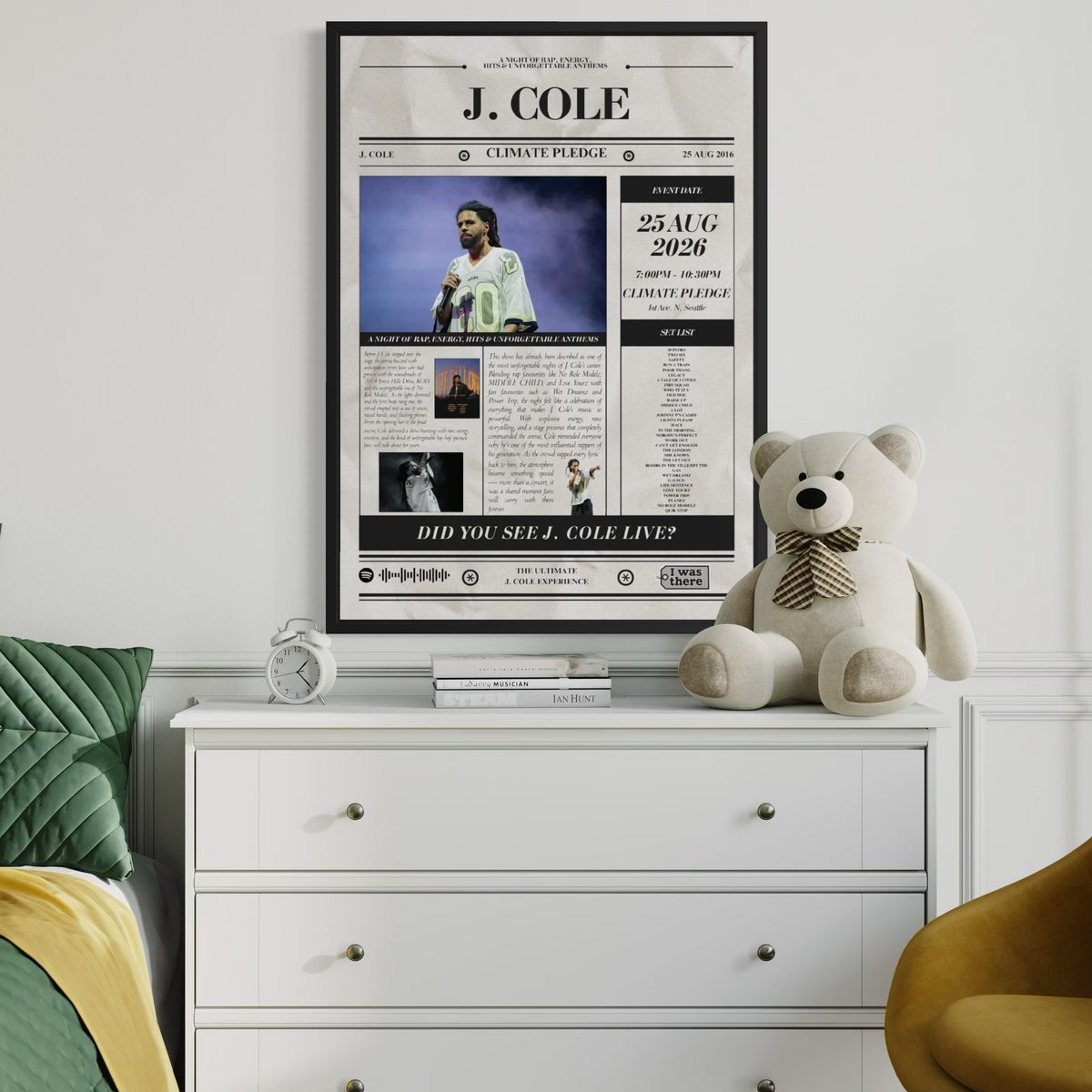 J. Cole - Personalised Newspaper Style Concert Poster (USA Tour)