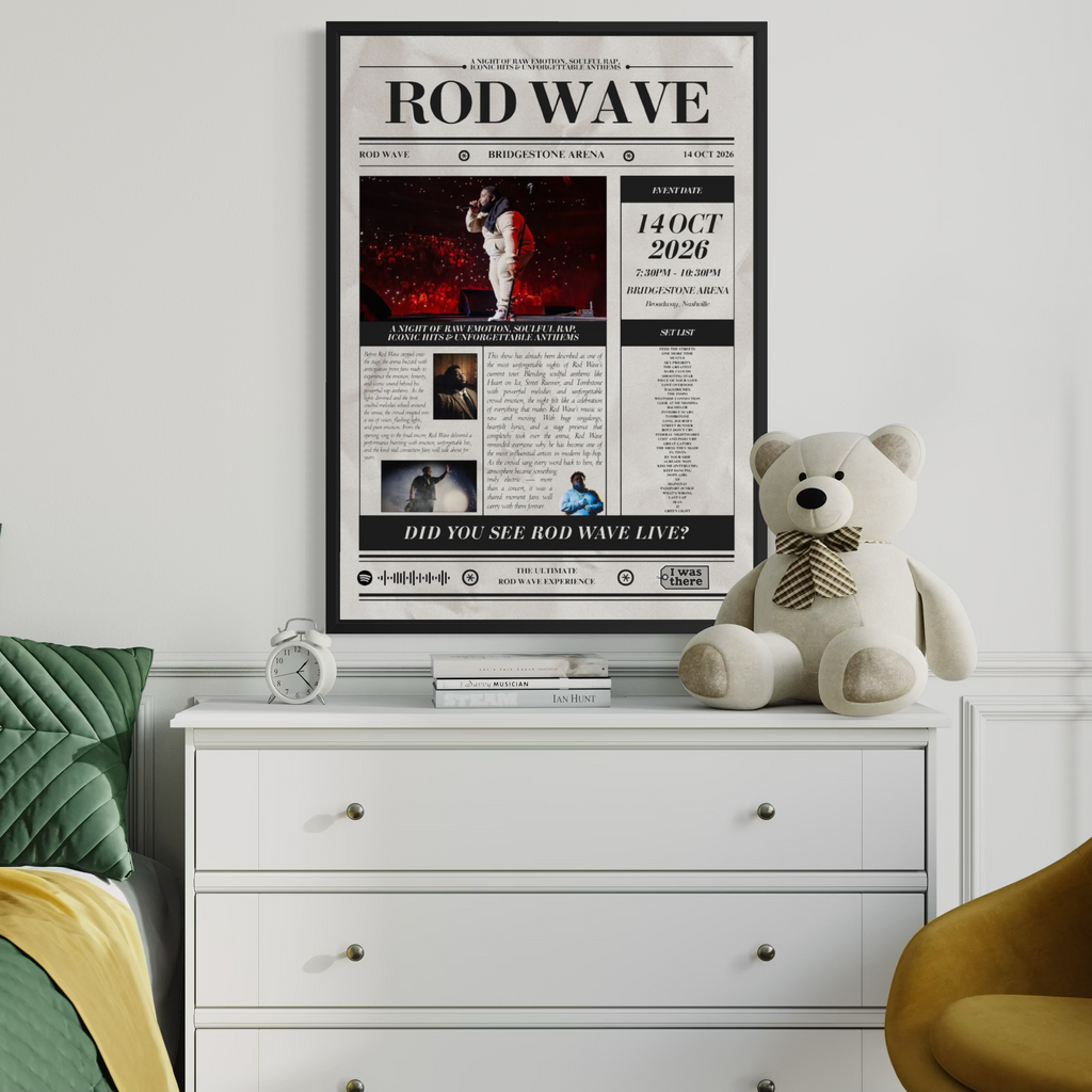 Rod Wave - Personalised Newspaper Style Concert Poster (USA Tour)