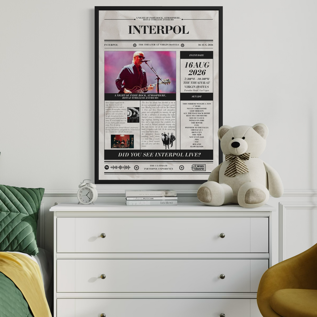 Interpol - Personalised Newspaper Style Concert Poster (USA Tour)