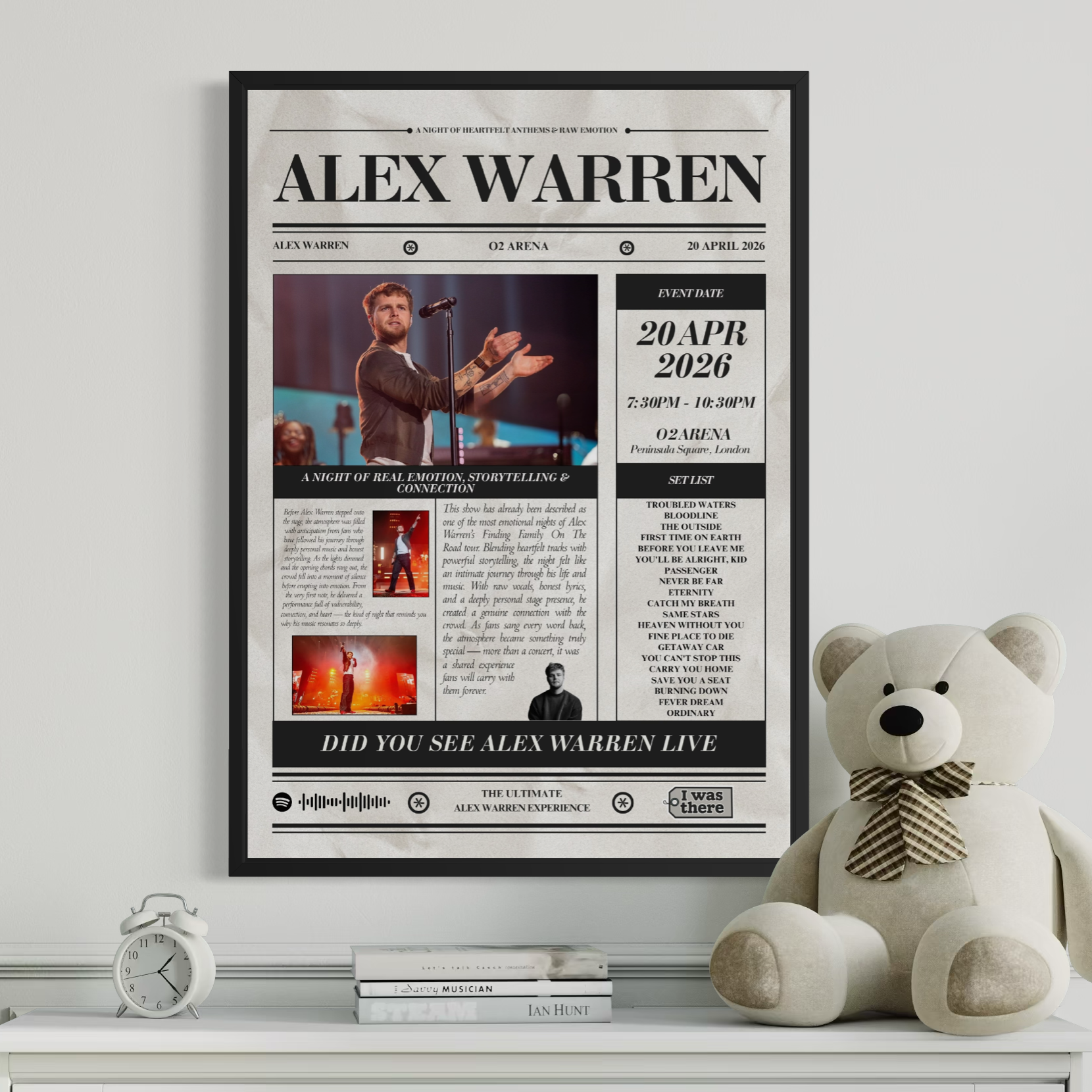 Alex Warren - Personalised Newspaper Style Concert Poster