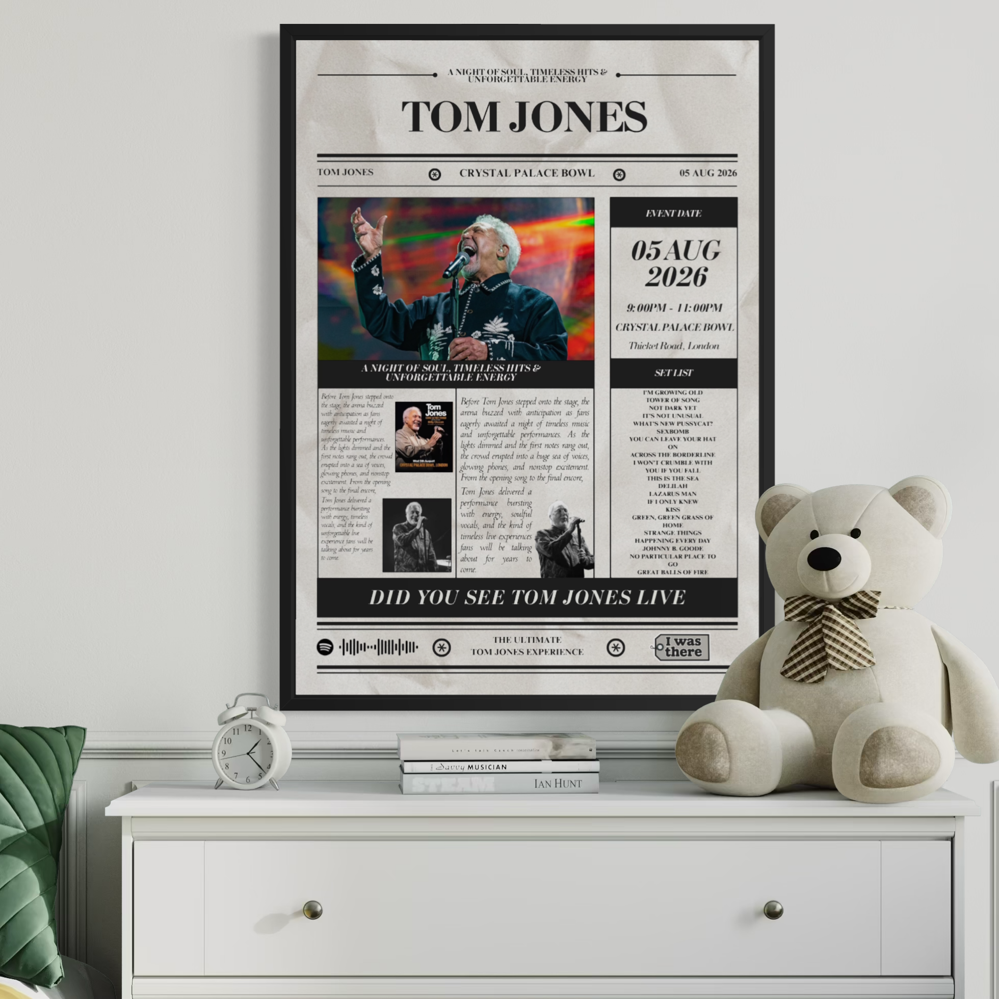 Tom Jones - Personalised Newspaper Style Concert Poster