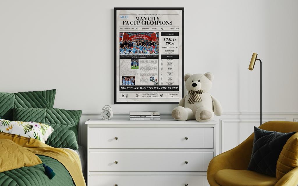 Man City FA Cup Champions 2026 - Newspaper Poster