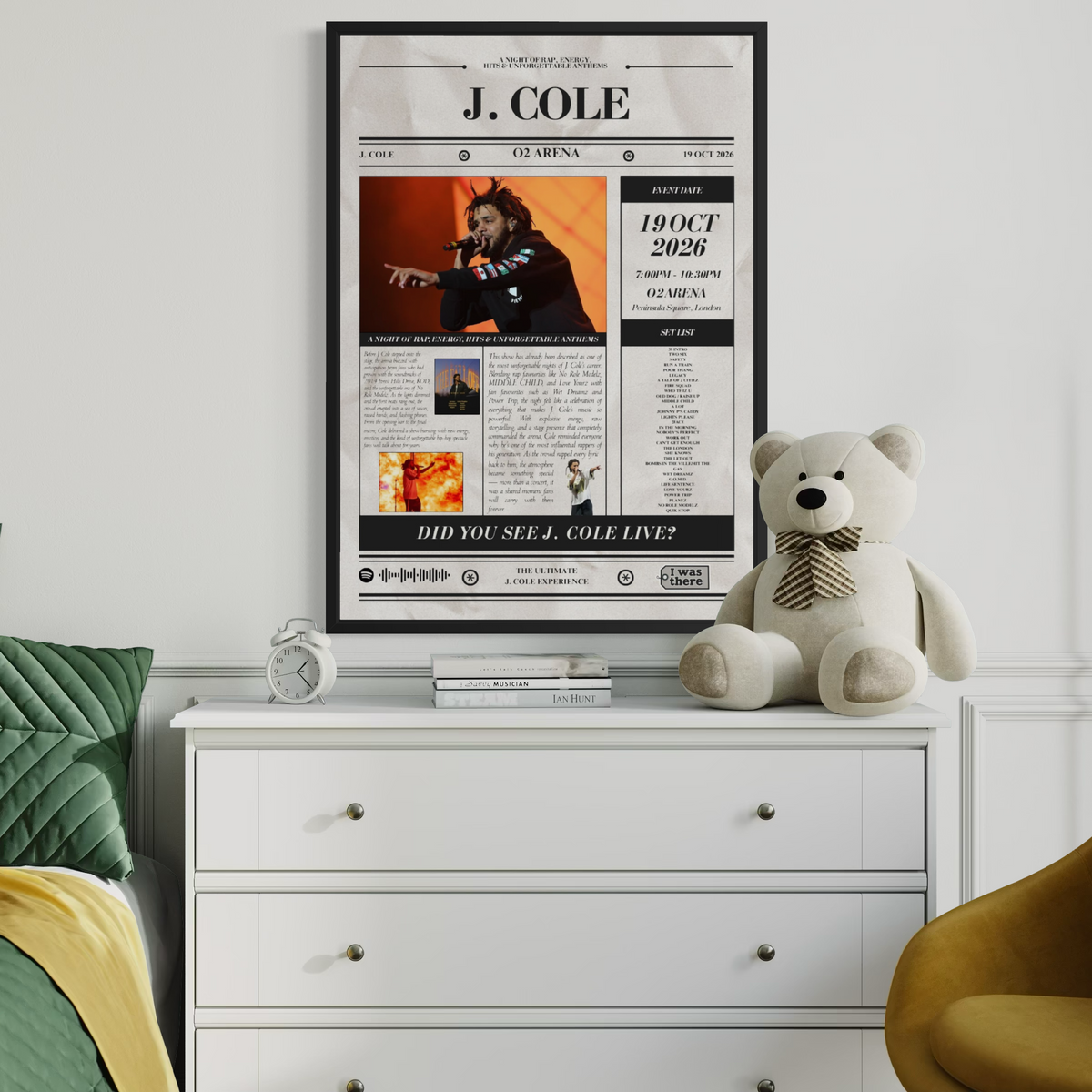 J Cole - Personalised Newspaper Style Concert Poster