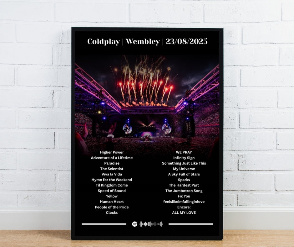 Coldplay Personalised Fireworks Setlist Poster