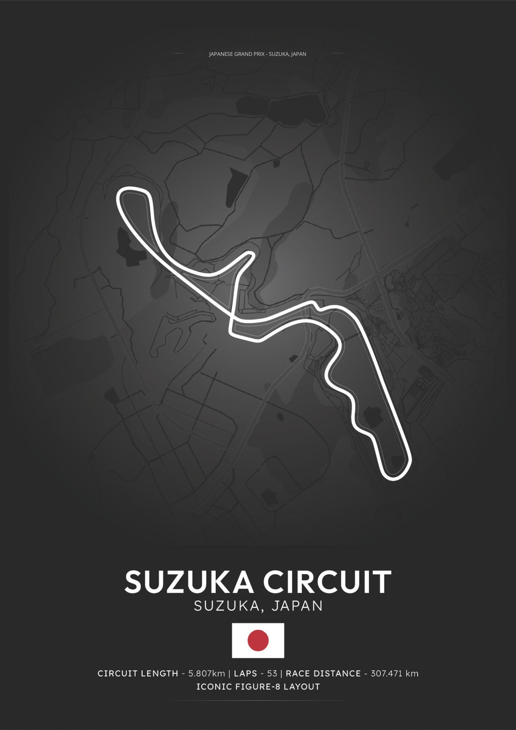 Suzuka Circuit Poster - Formula 1 Inspired Print
