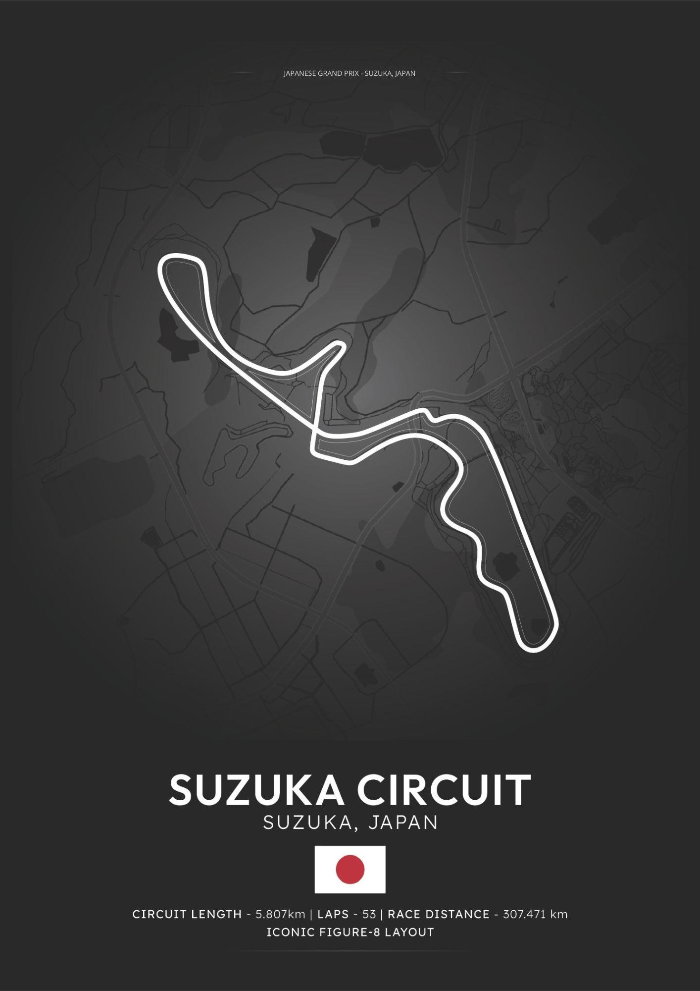 Suzuka Circuit Poster - Formula 1 Inspired Print