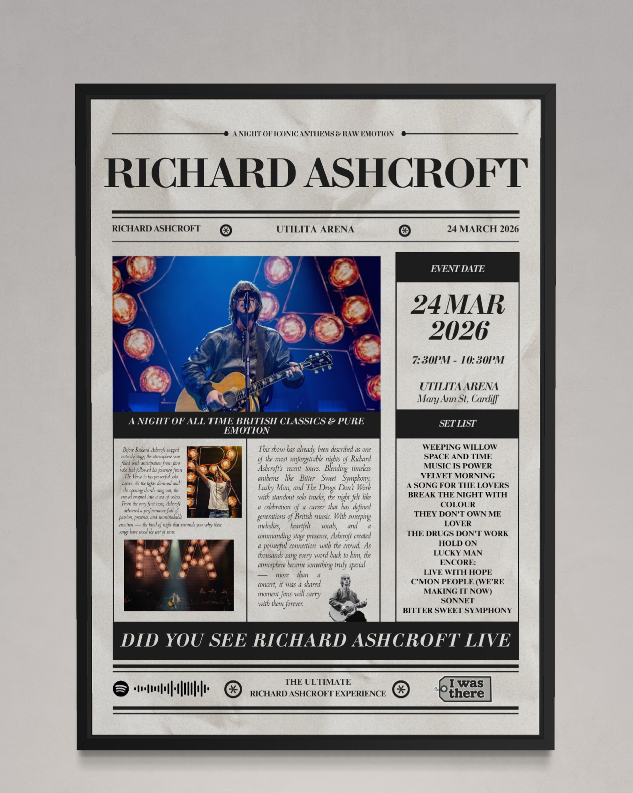 Richard Ashcroft - Personalised Newspaper Style Concert Poster