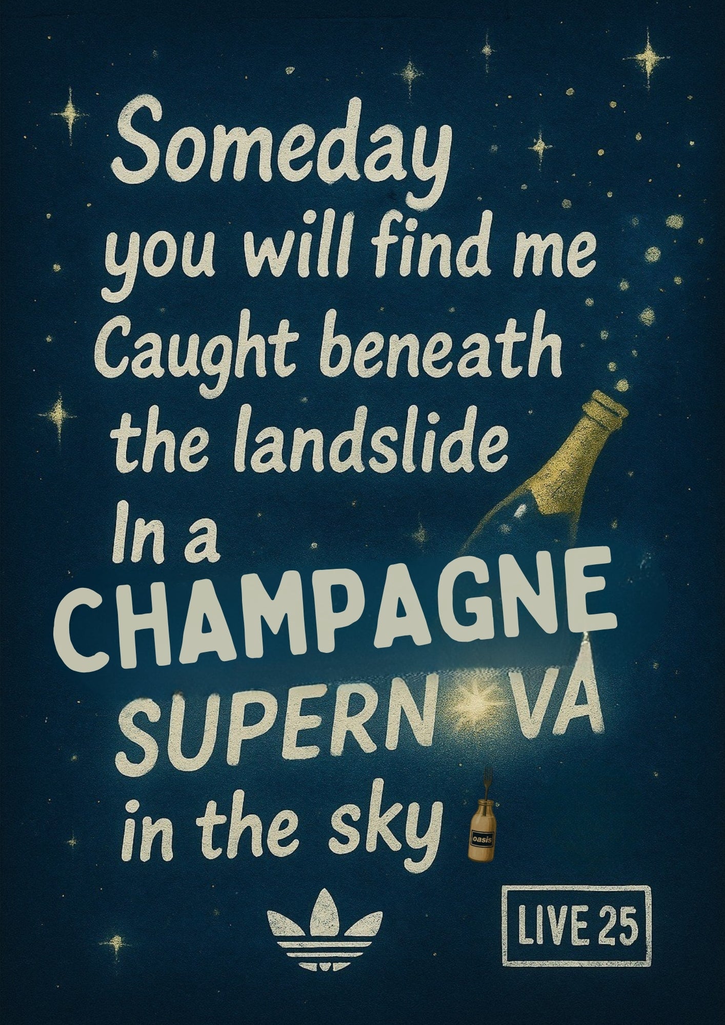 Champagne Supernova - Oasis Inspired Lyrics Poster