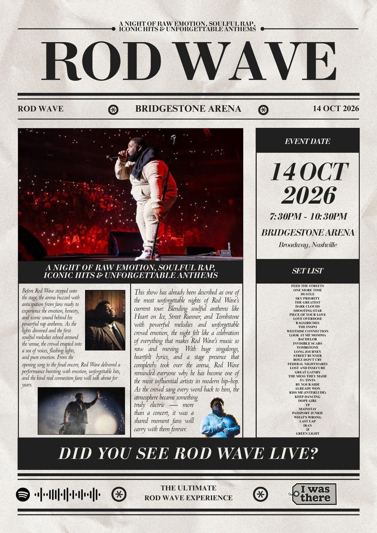 Rod Wave - Personalised Newspaper Style Concert Poster (USA Tour)