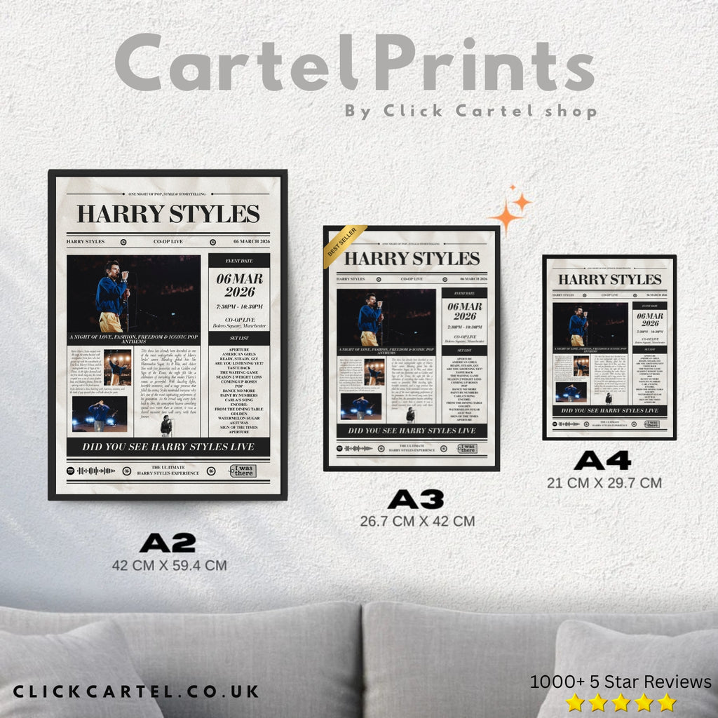 Harry Styles - Personalisiertes Konzertplakat im Zeitungsstil