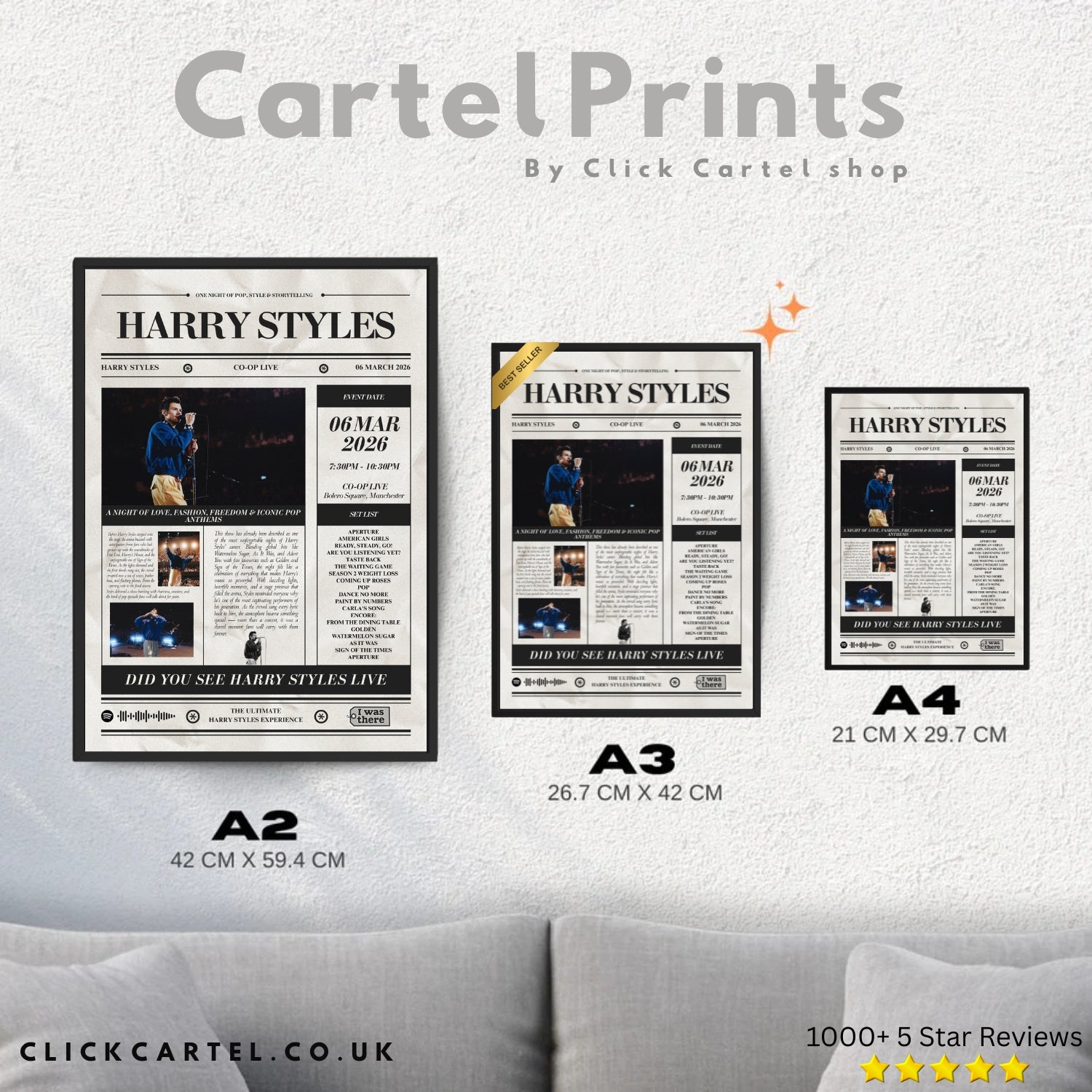 Harry Styles - Personalised Newspaper Style Concert Poster