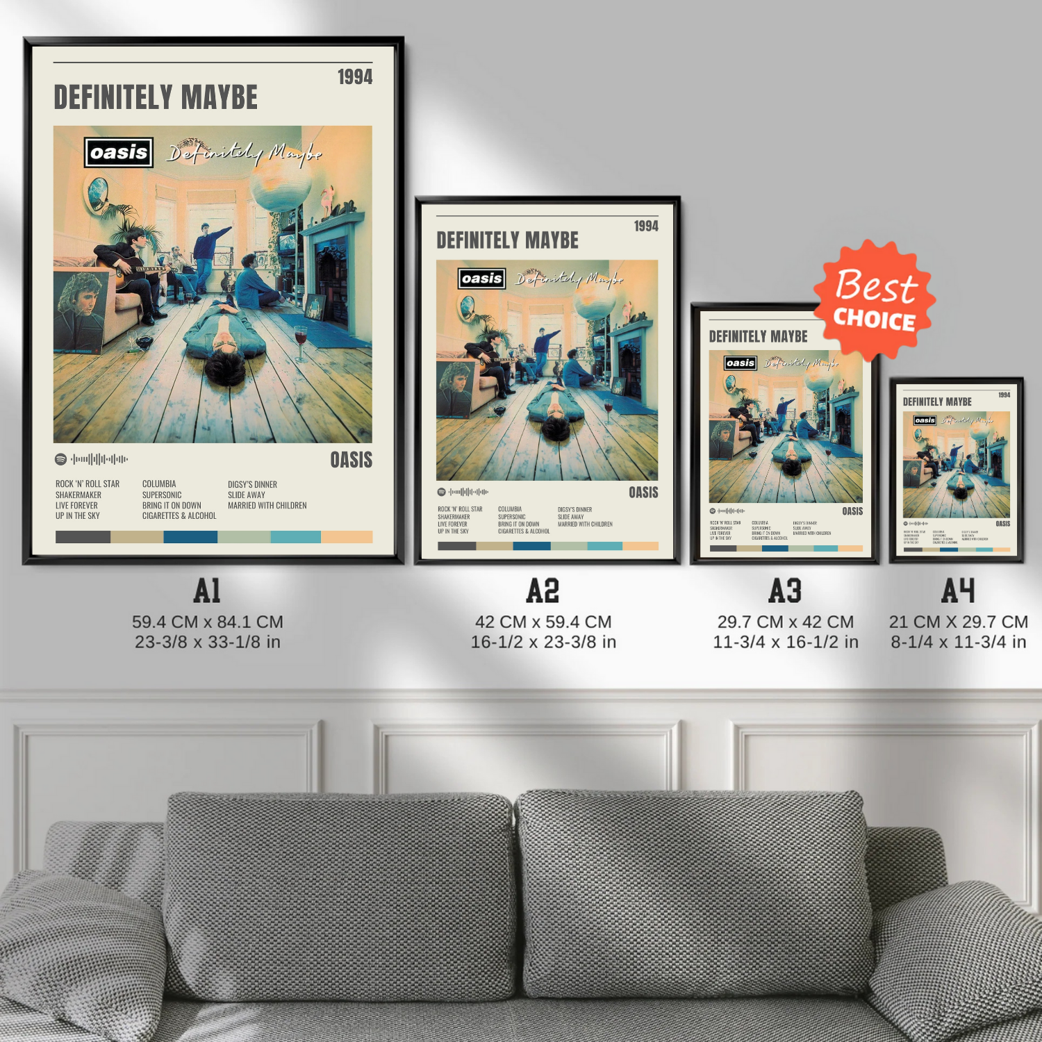 Definitely Maybe - Oasis Inspired Album Track Poster