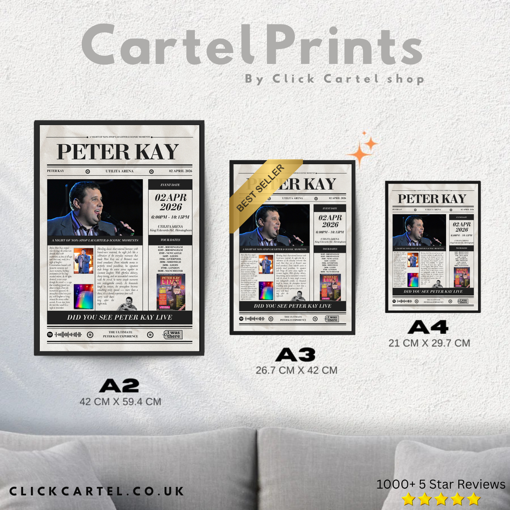 Peter Kay - Personalised 'I Was There' Newspaper Style Stand-Up Poster