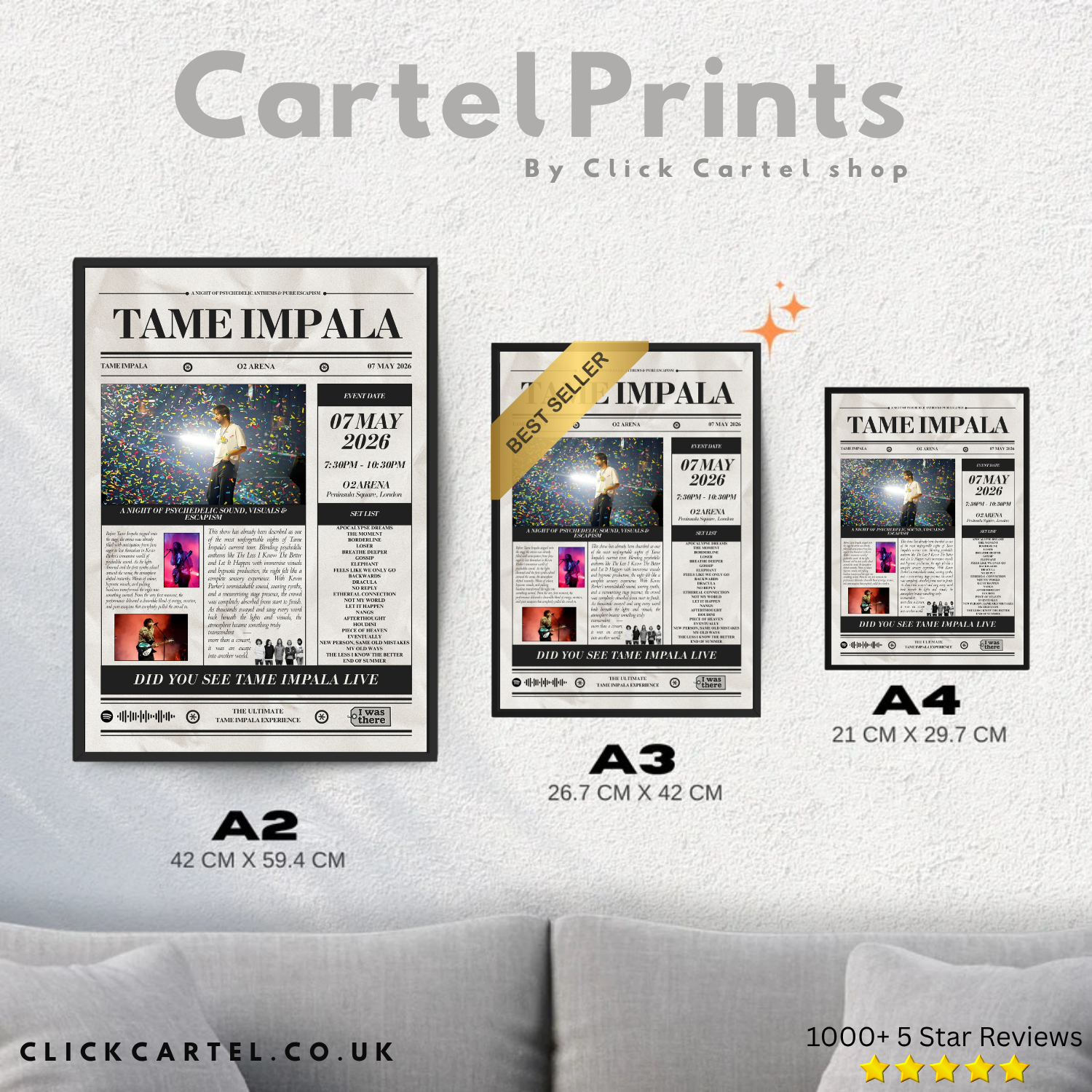 Tame Impala - Gepersonaliseerd Krantenstijl Concertposter
