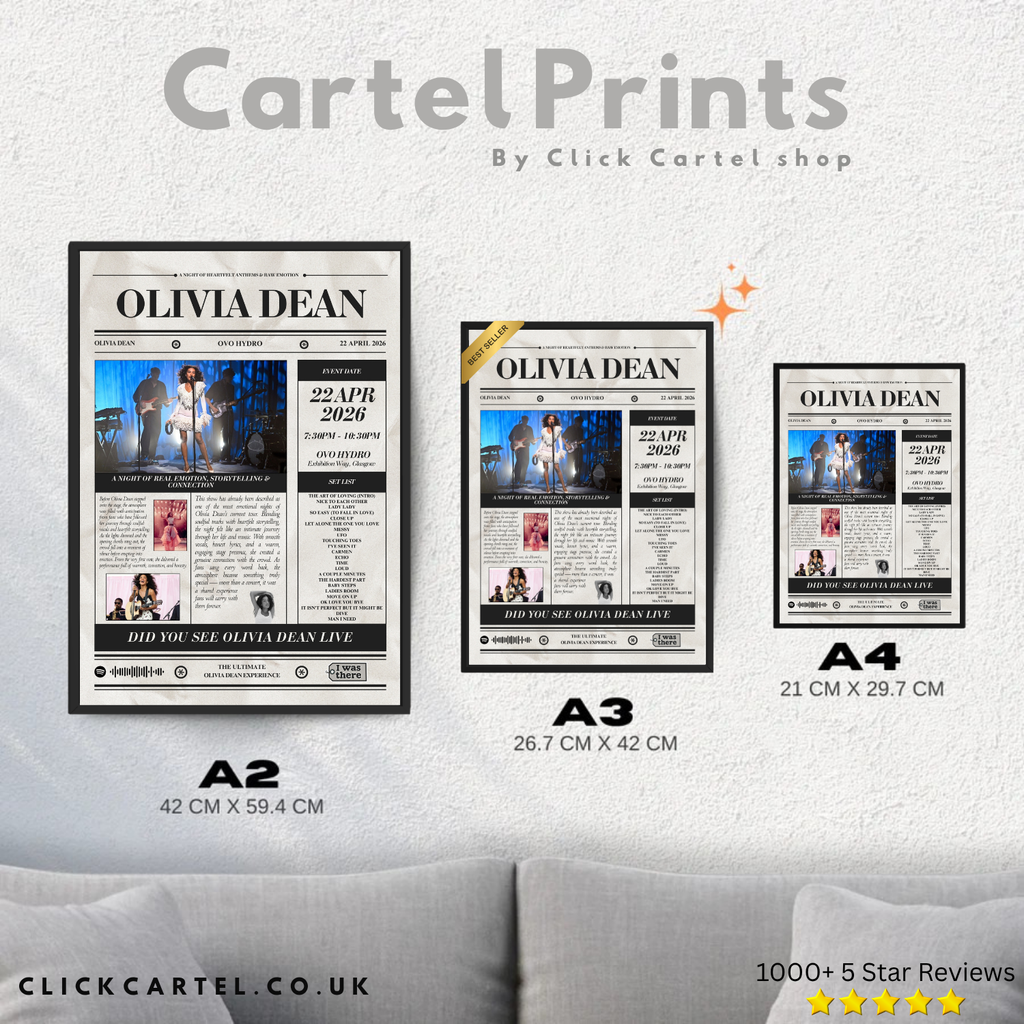 Olivia Dean - Personalised Newspaper Style Concert Poster