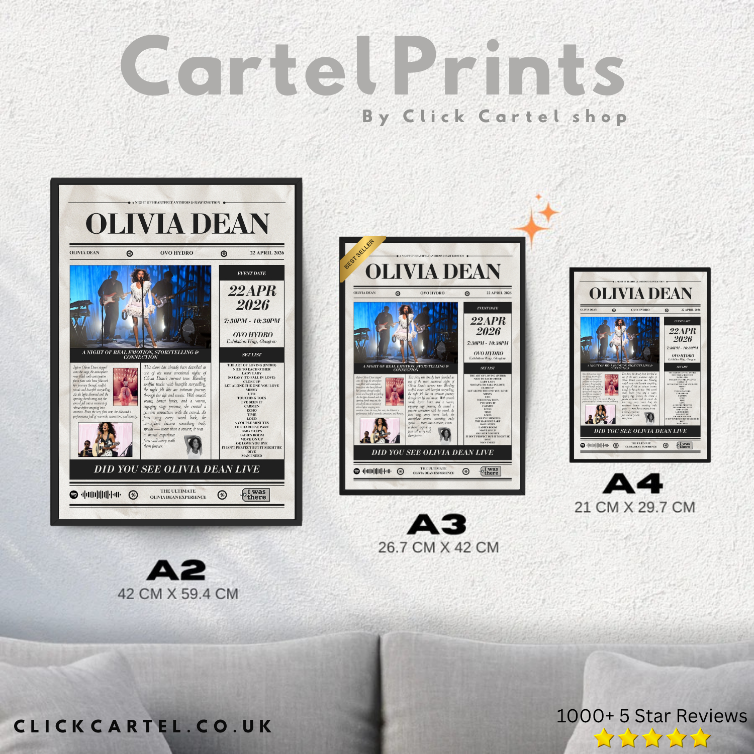 Olivia Dean - Personalised Newspaper Style Concert Poster