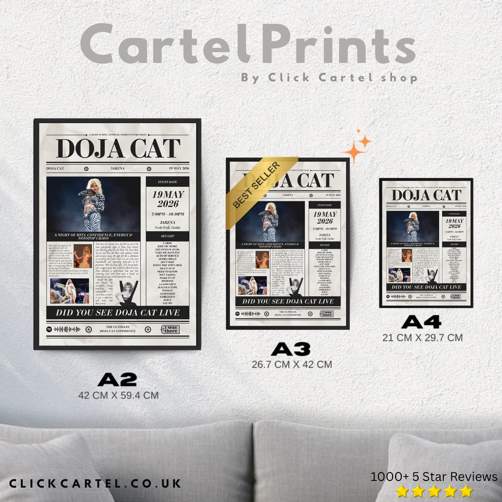 Doja Cat - Personalised Newspaper Style Concert Poster