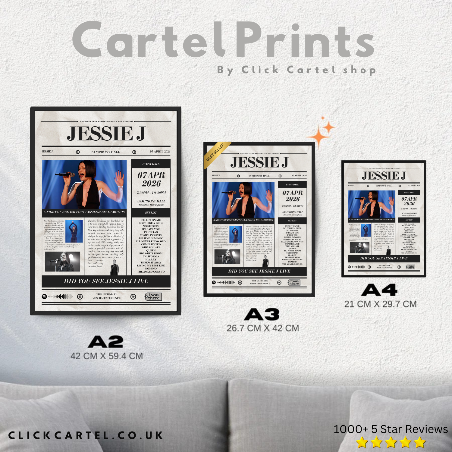 Jessie J - Personalised Newspaper Style Concert Poster