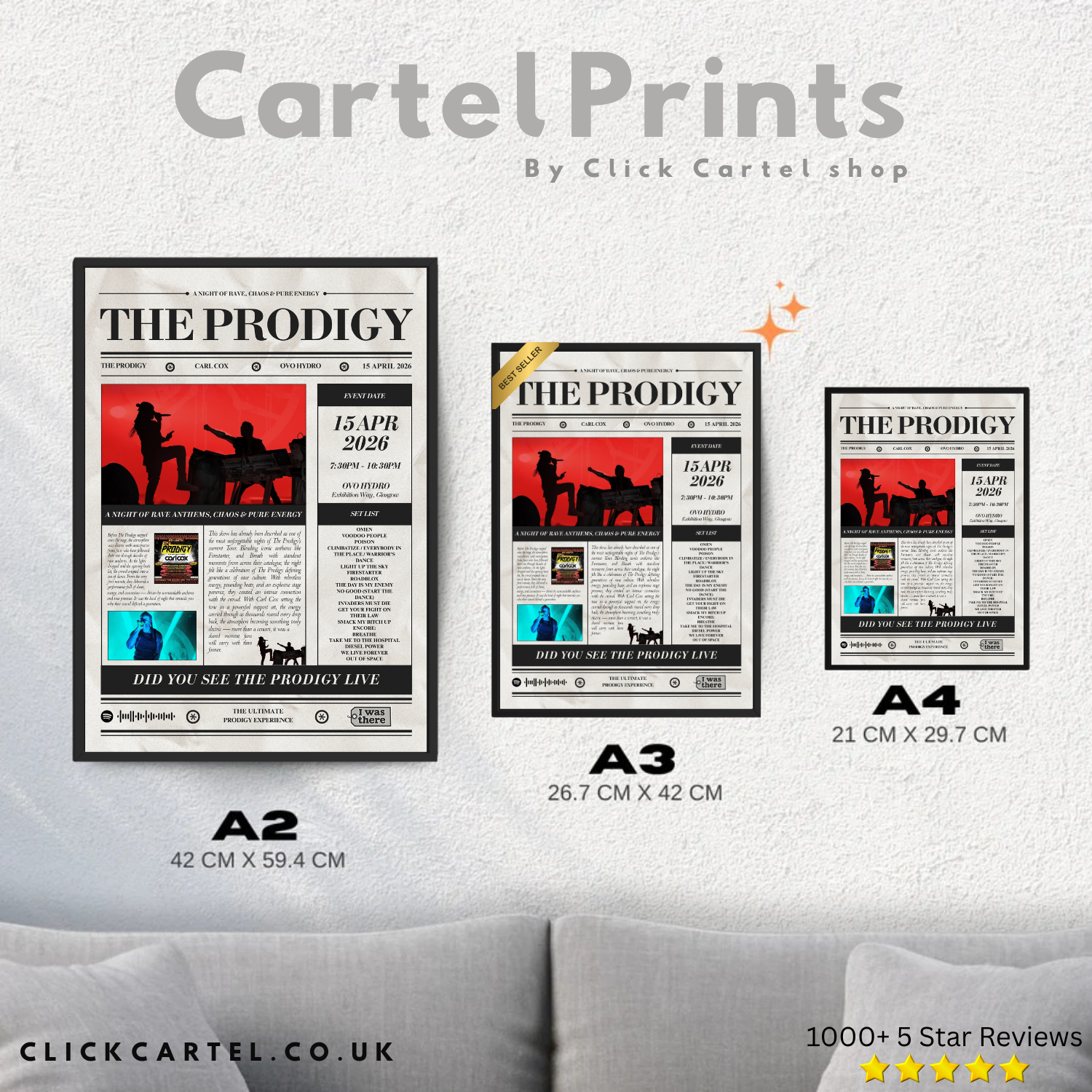 The Prodigy - Personalised Newspaper Style Concert Poster