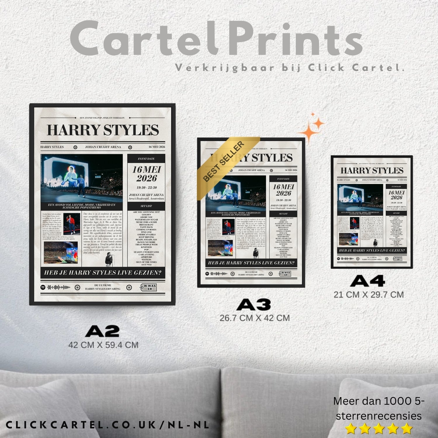 Harry Styles - Personalised Newspaper Style Concert Poster (Dutch)