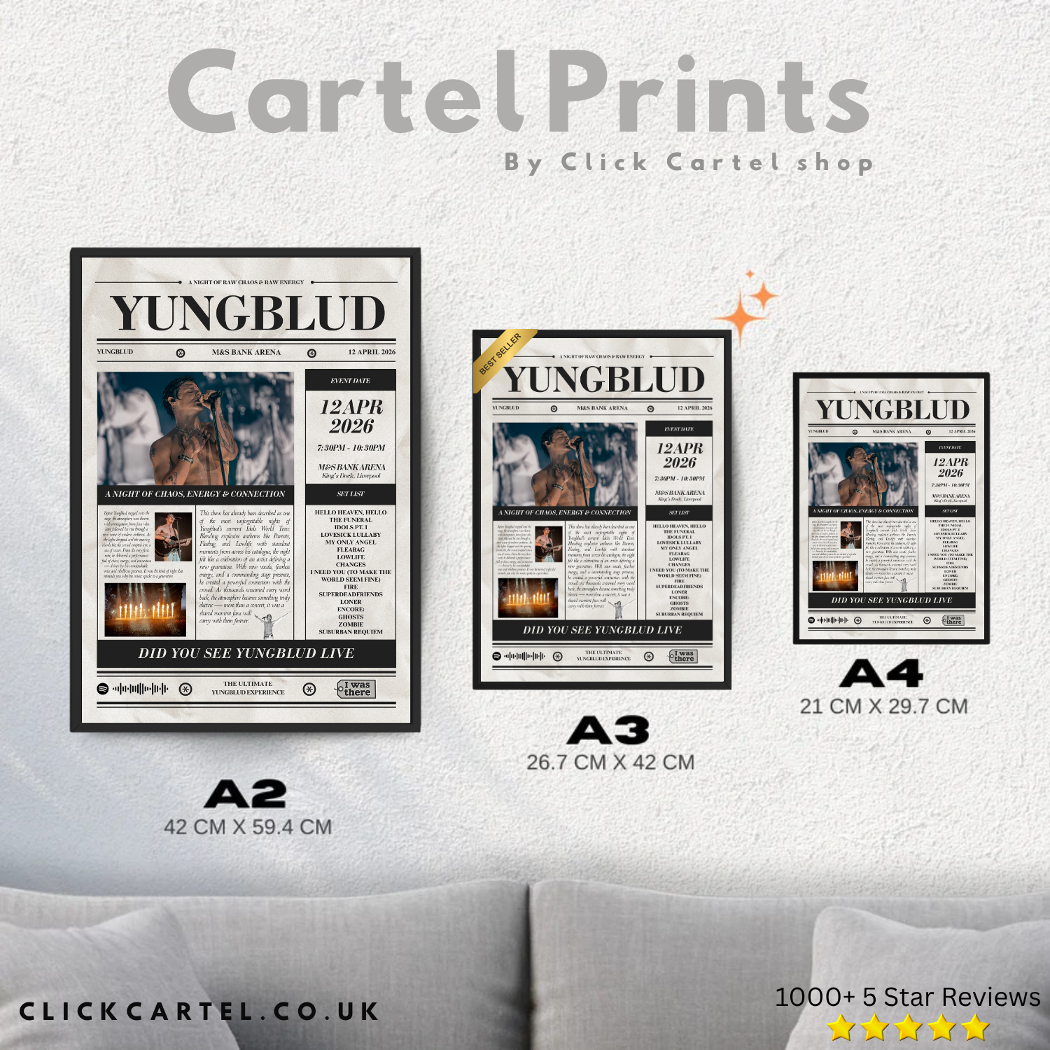 YUNGBLUD - Personalised Newspaper Style Concert Poster