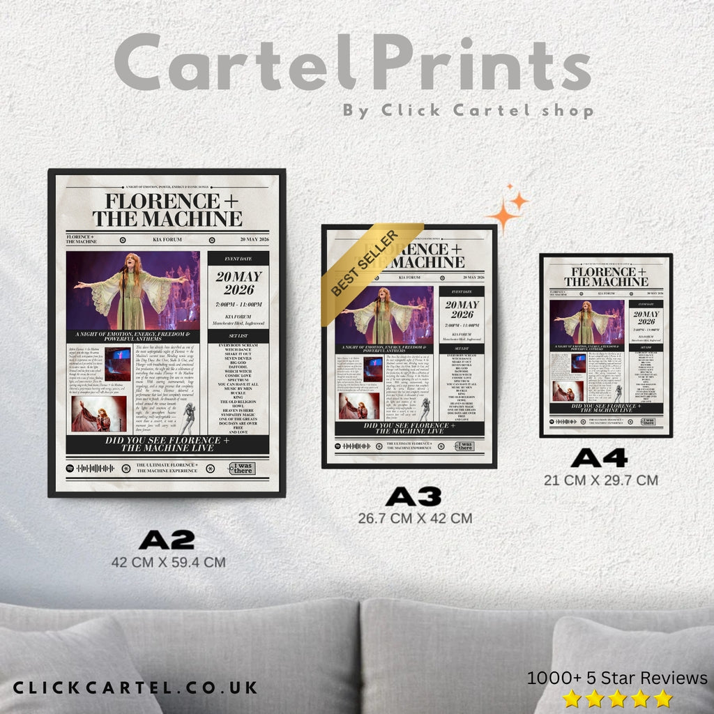 Florence + The Machine - Personalised Newspaper Style Concert Poster