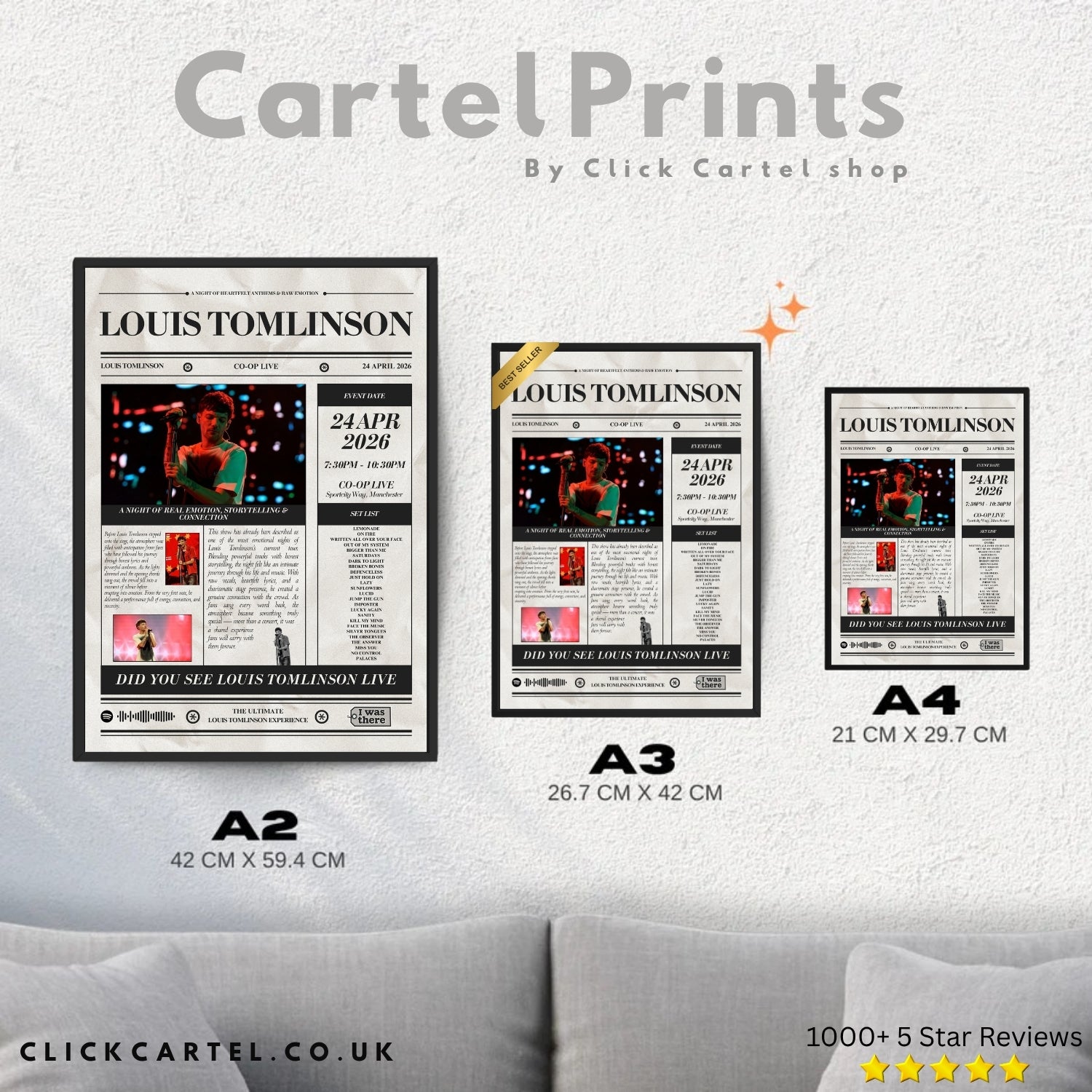 Louis Tomlinson - Personalised Newspaper Style Concert Poster