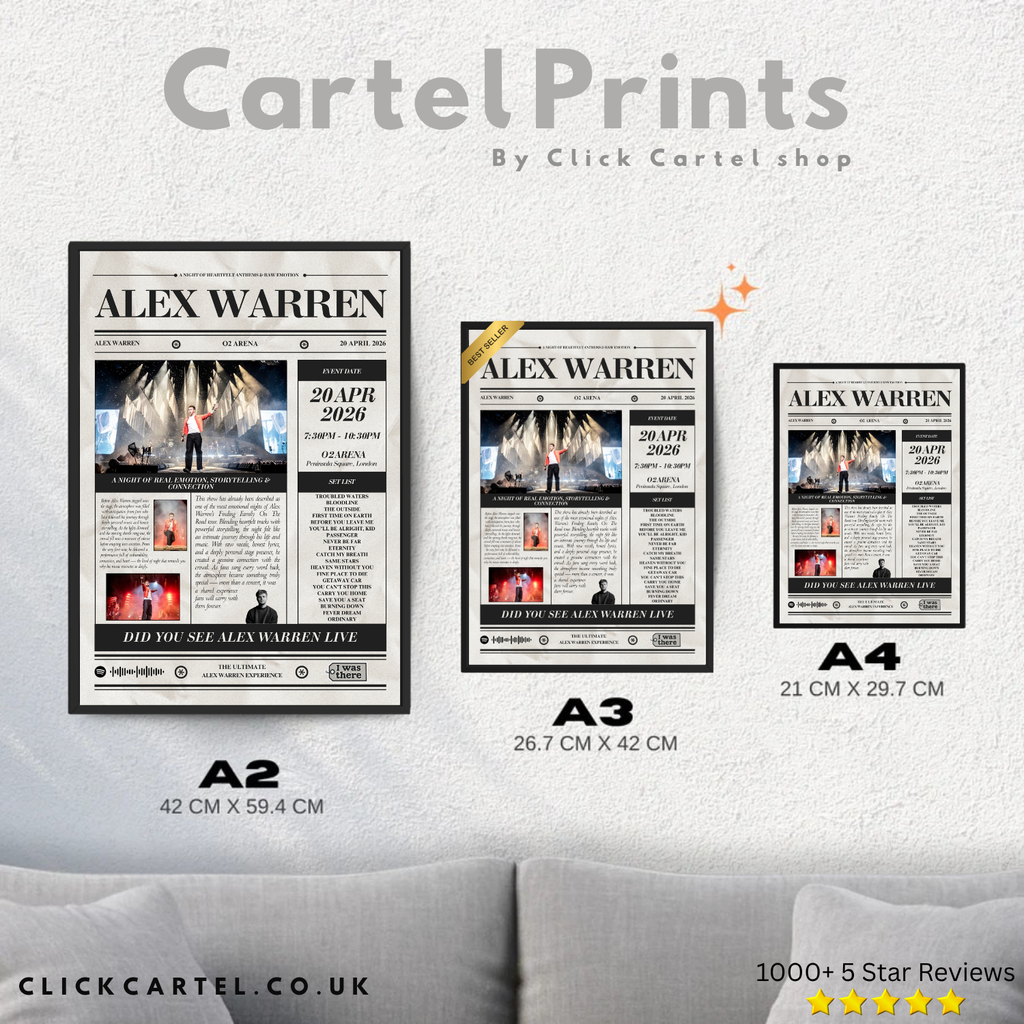 Alex Warren - Personalised Newspaper Style Concert Poster