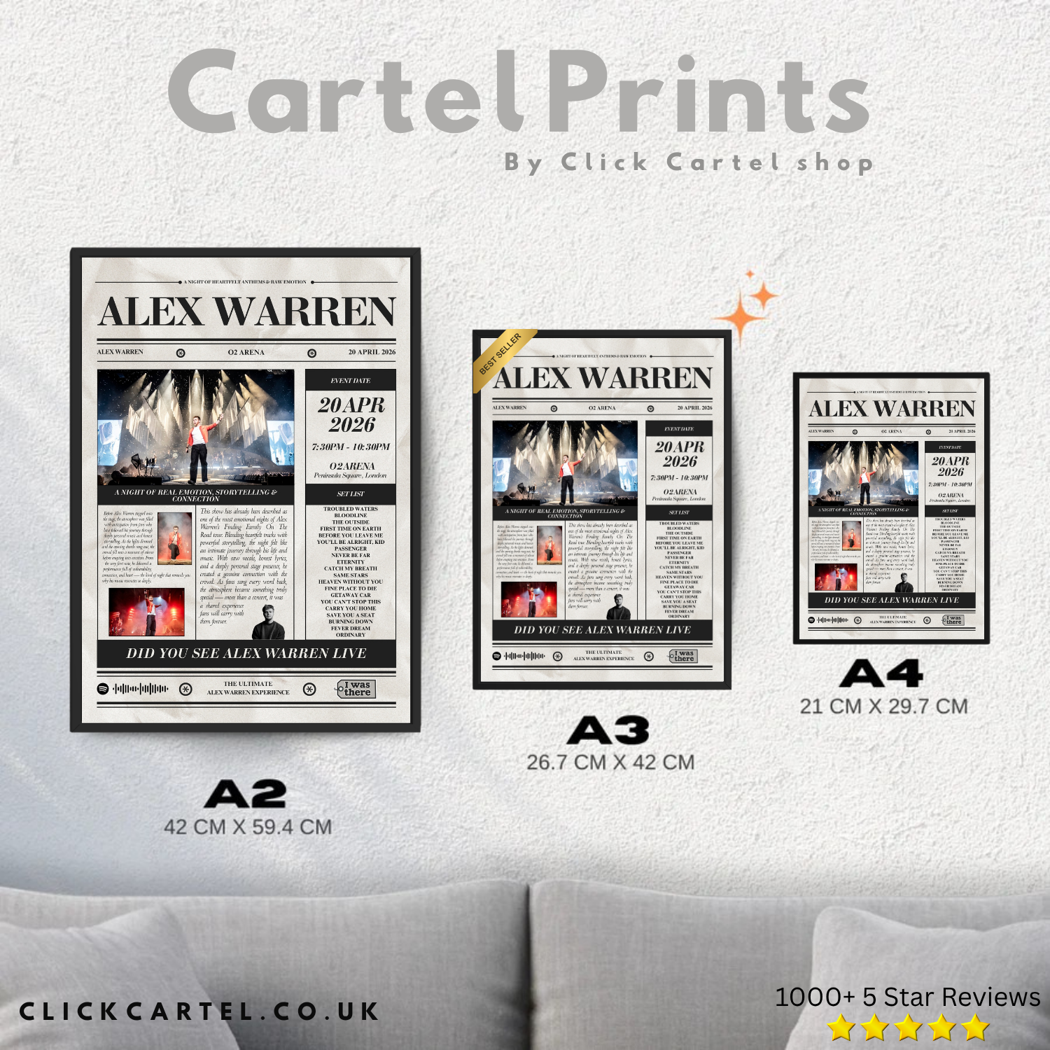 Alex Warren - Personalised Newspaper Style Concert Poster