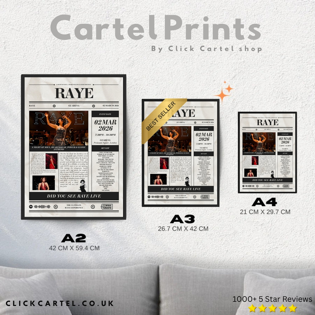 RAYE - Personalised Newspaper Style Concert Poster