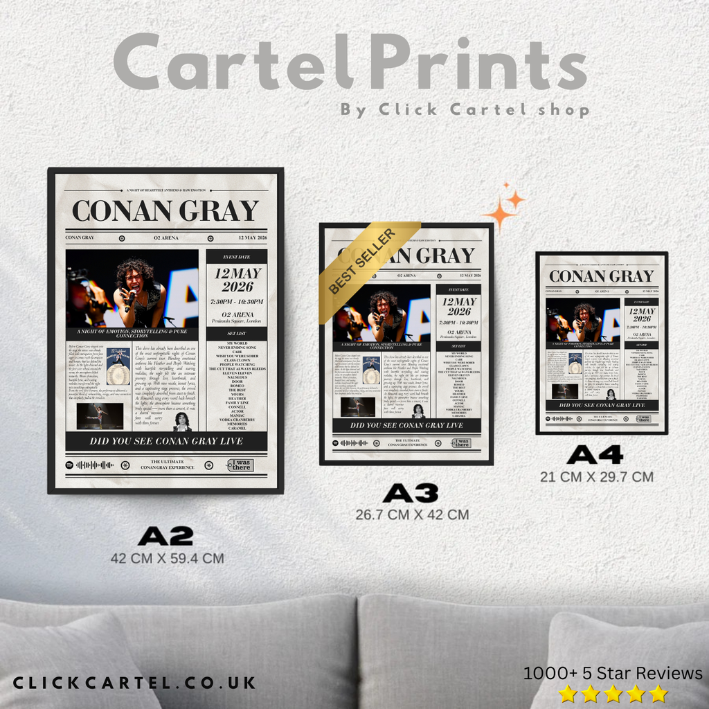 Conan Gray - Personalised Newspaper Style Concert Poster